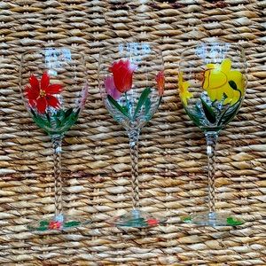 Hand Painted Wine Glass Set